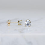 14K Gold CZ Stud Earrings – Round CZ Studs in 3mm 4mm 5mm - Sash Jewelry