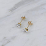 14K Gold CZ Stud Earrings – Round CZ Studs in 3mm 4mm 5mm - Sash Jewelry