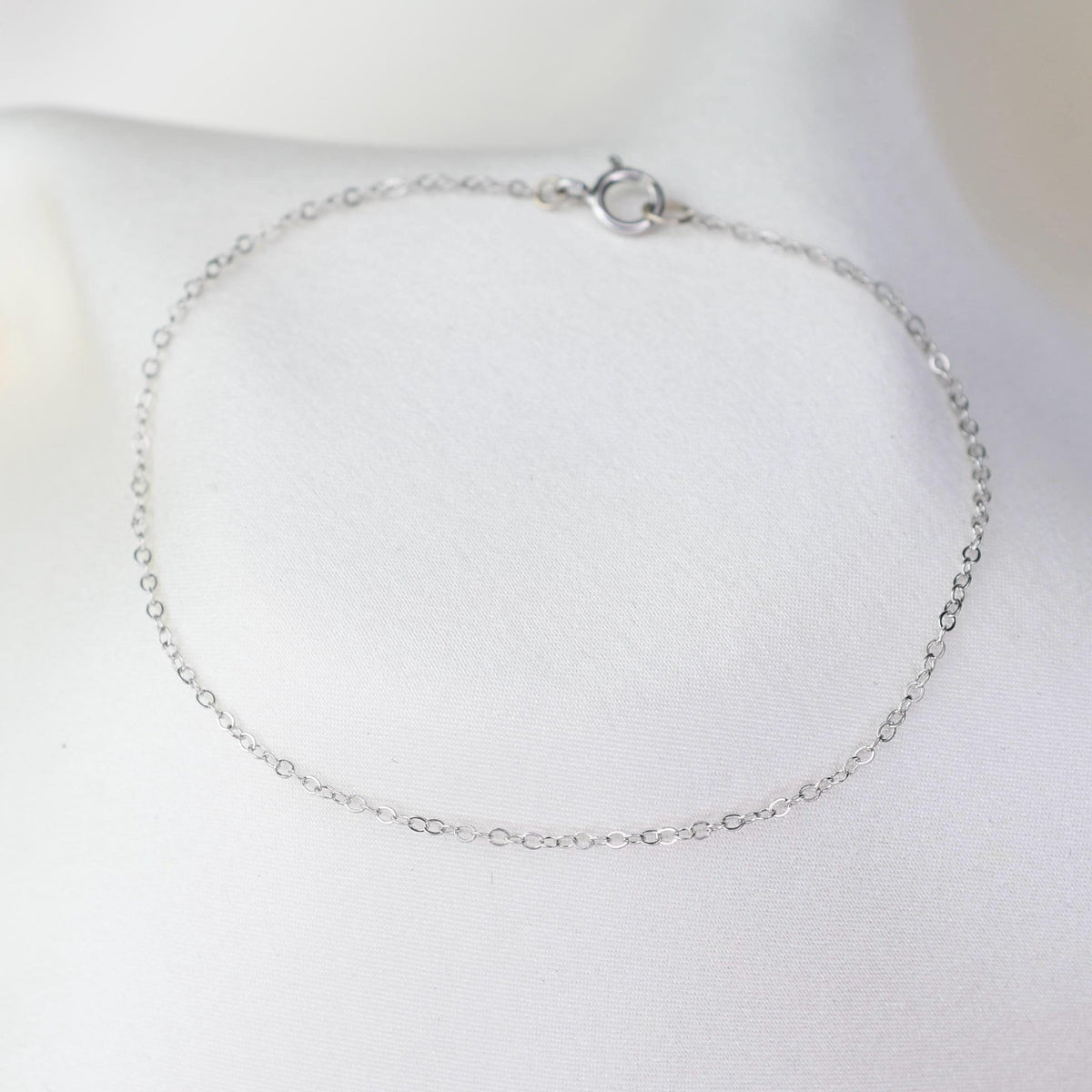 14K Gold Dainty Bracelet – 1.2mm Flat Oval Chain - Sash Jewelry