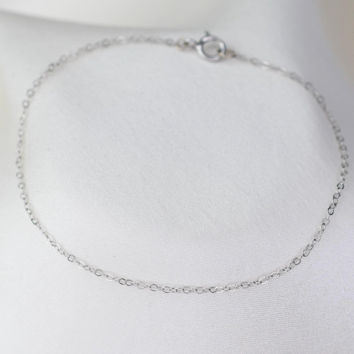 14K Gold Dainty Bracelet – 1.2mm Flat Oval Chain - Sash Jewelry
