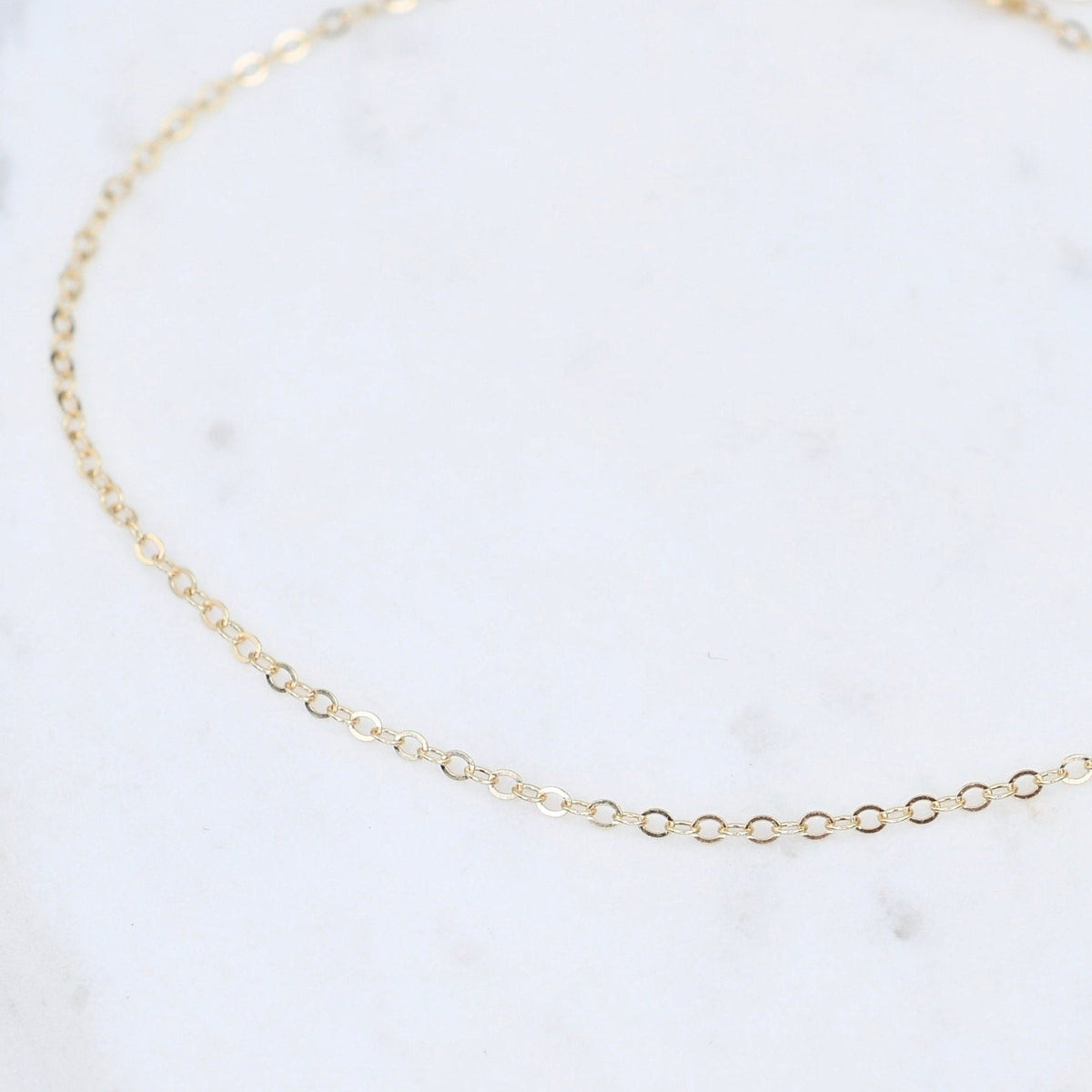 14K Gold Dainty Bracelet – 1.2mm Flat Oval Chain - Sash Jewelry