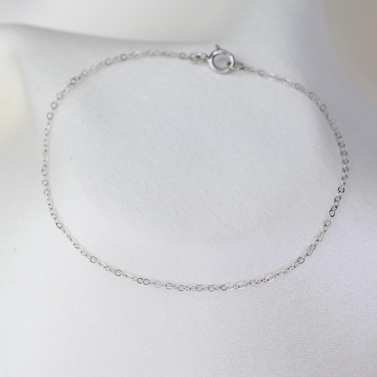 14K Gold Dainty Bracelet – 1.2mm Flat Oval Chain - Sash Jewelry