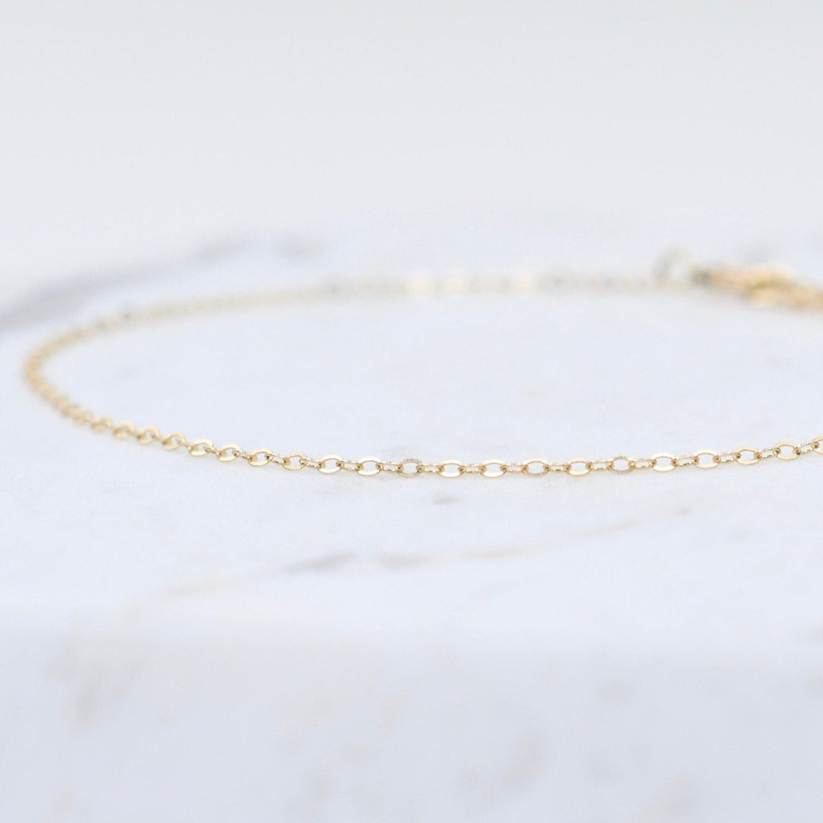 14K Gold Dainty Bracelet – 1.2mm Flat Oval Chain - Sash Jewelry