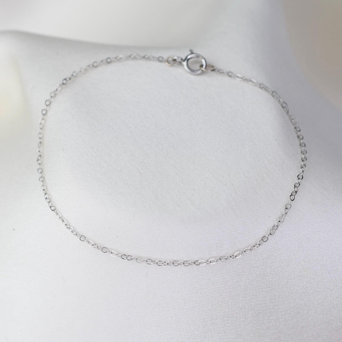 14K Gold Dainty Bracelet – 1.2mm Flat Oval Chain - Sash Jewelry