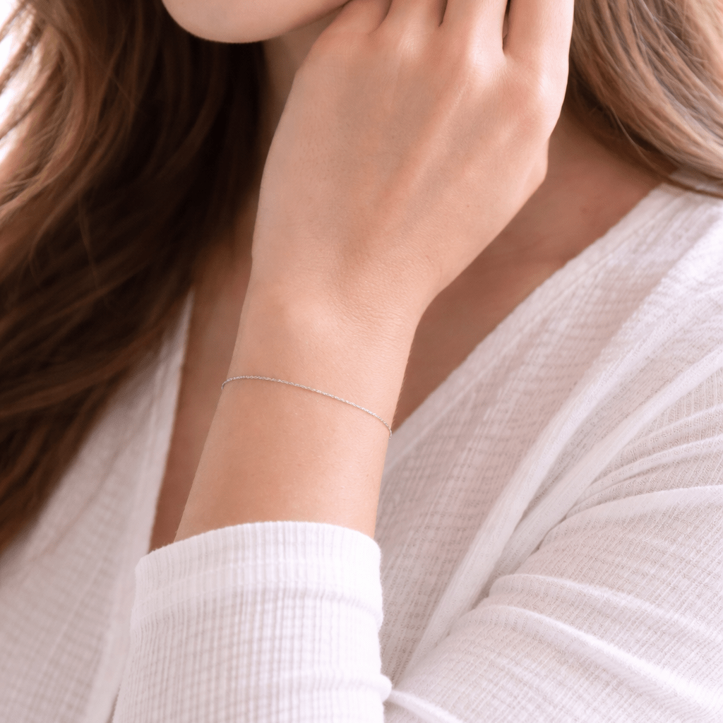 14K Gold Dainty Chain Bracelet – 0.9mm Minimal Bracelet - Sash Jewelry