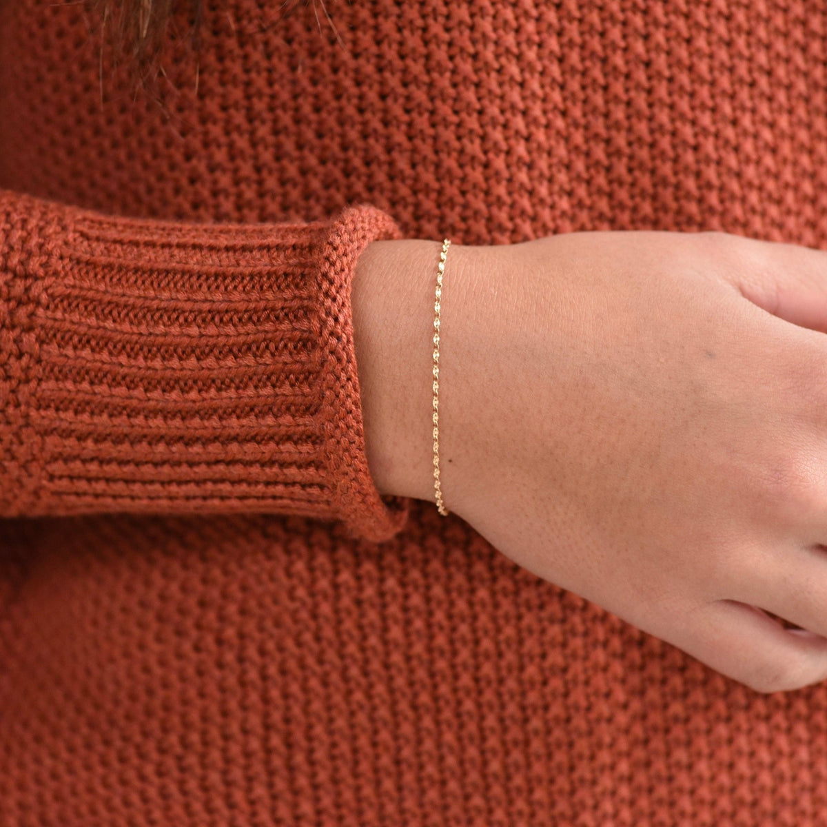 14K Gold Dainty Chain Bracelet - Sash Jewelry