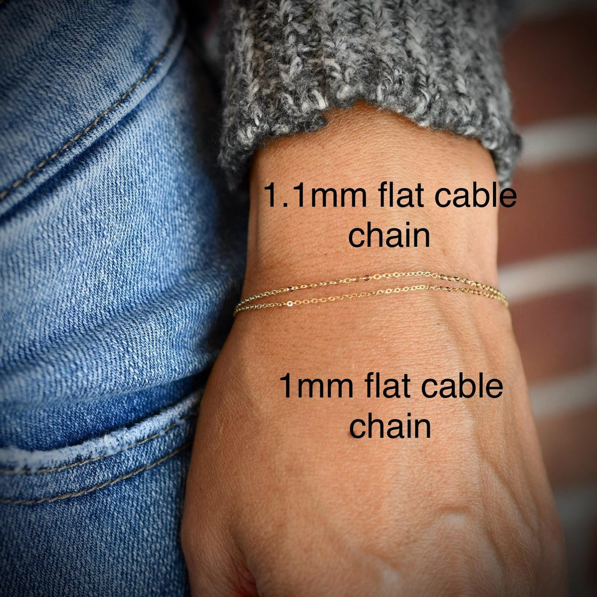 14K Gold Dainty Flat Cable Chain Bracelet - Sash Jewelry