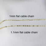 14K Gold Dainty Flat Cable Chain Bracelet - Sash Jewelry
