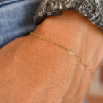 14K Gold Dainty Flat Cable Chain Bracelet - Sash Jewelry