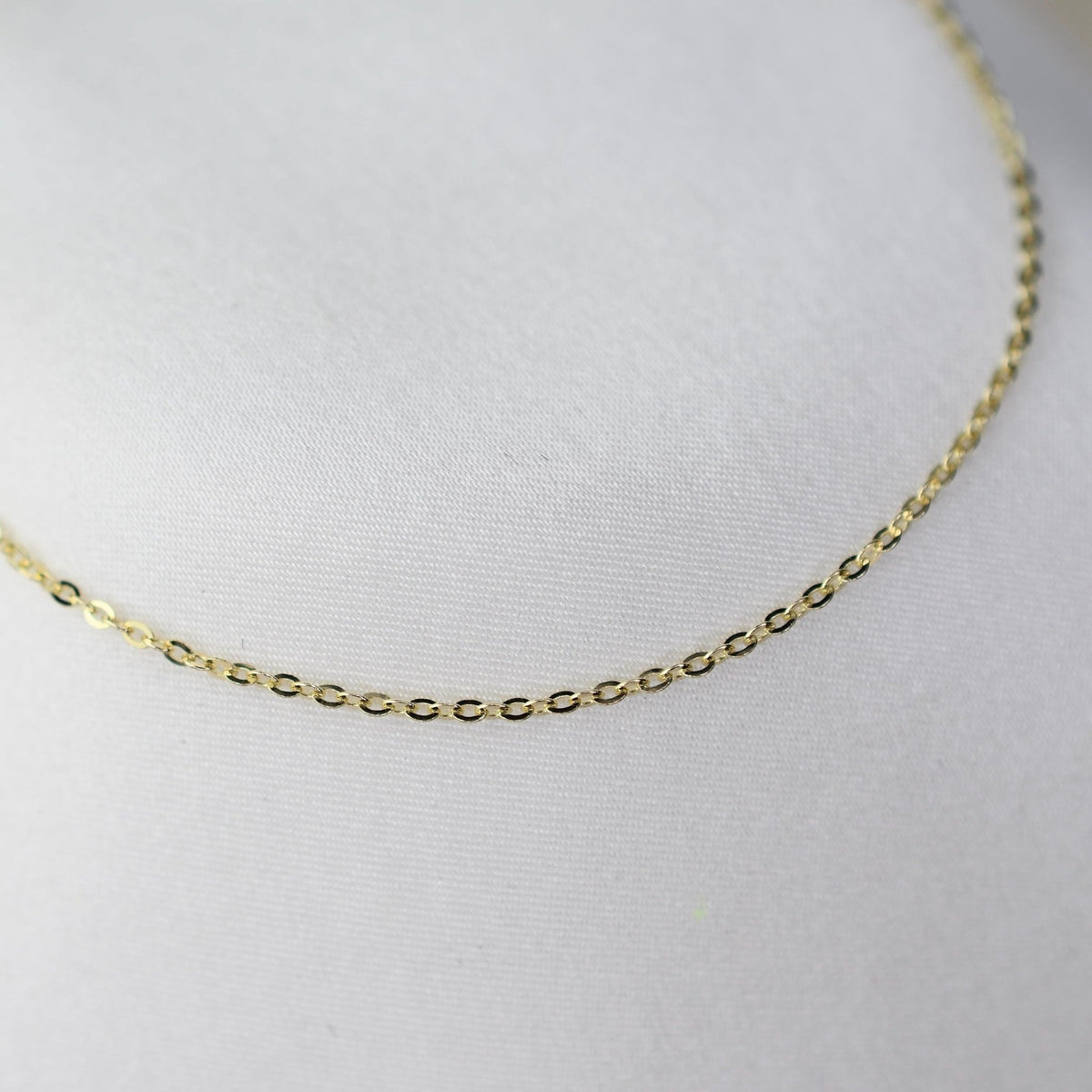 14K Gold Dainty Flat Cable Chain Bracelet - Sash Jewelry