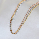 14K Gold Dainty Sparkle Bracelet – Tri Color Singapore Chain Bracelet - Sash Jewelry