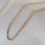 14K Gold Dainty Sparkle Bracelet – Tri Color Singapore Chain Bracelet - Sash Jewelry