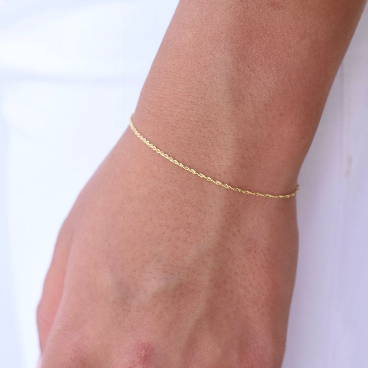 14K Gold Dainty Sparkle Chain Bracelet - Sash Jewelry