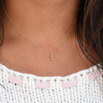 14K Gold Dainty Tiny Floating Cross Necklace - Sash Jewelry