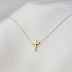 14K Gold Dainty Tiny Floating Cross Necklace - Sash Jewelry