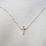 14K Gold Dainty Tiny Floating Cross Necklace - Sash Jewelry