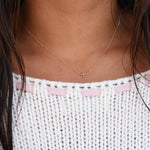 14K Gold Dainty Tiny Sideway Cross Necklace - Sash Jewelry