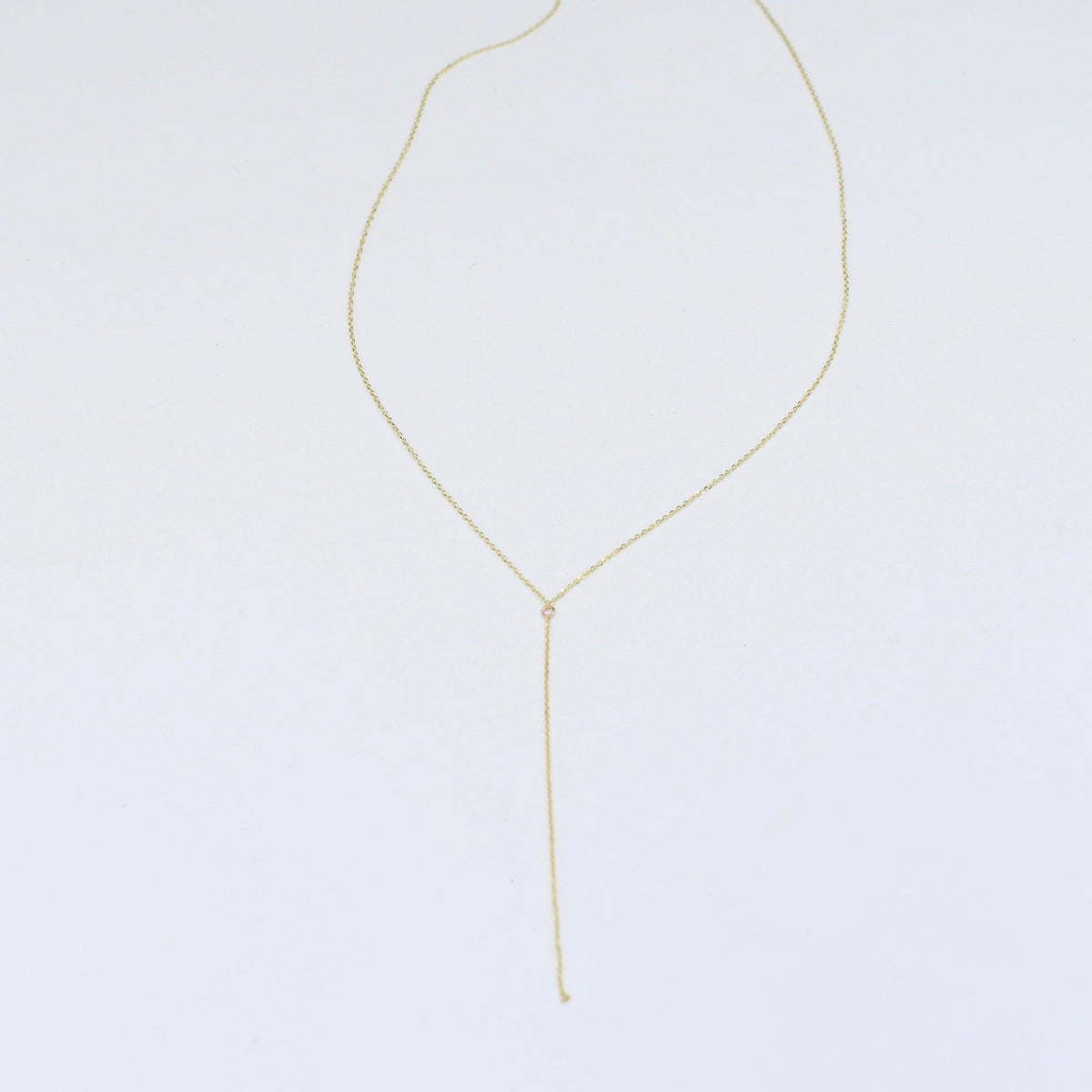 14K Gold Delicate Y Necklace – Adjustable Chain - Sash Jewelry