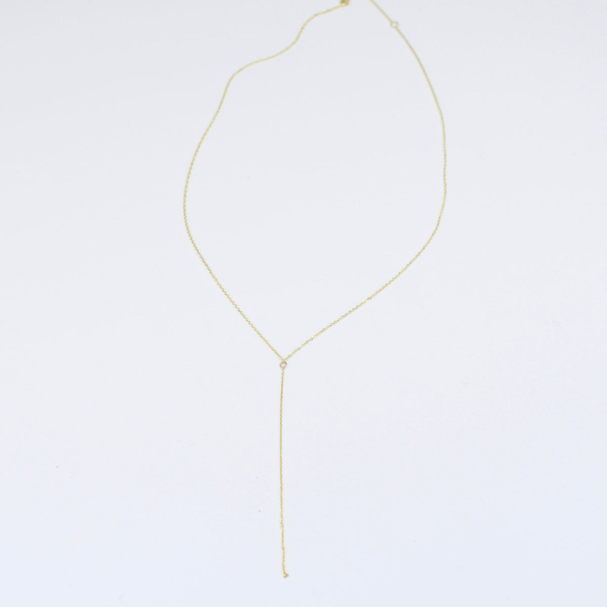 14K Gold Delicate Y Necklace – Adjustable Chain - Sash Jewelry