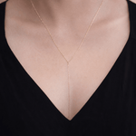 14K Gold Delicate Y Necklace – Adjustable Chain - Sash Jewelry