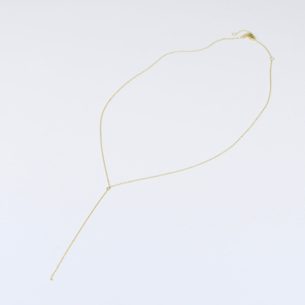 14K Gold Delicate Y Necklace – Adjustable Chain - Sash Jewelry