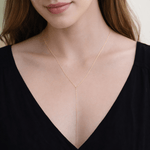 14K Gold Delicate Y Necklace – Adjustable Chain - Sash Jewelry