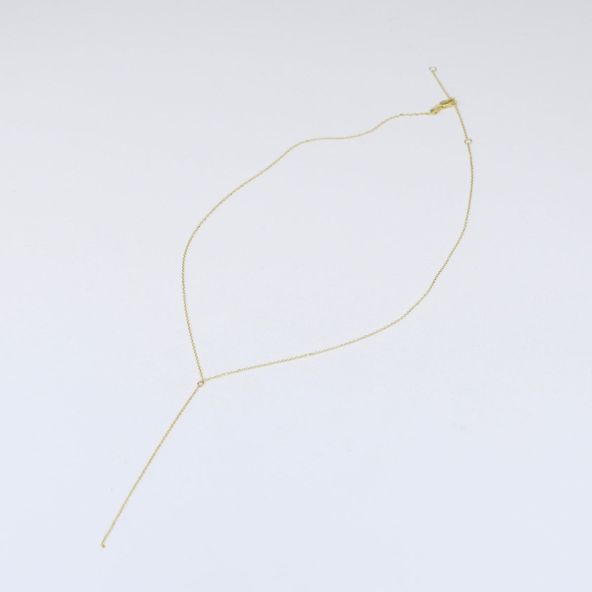 14K Gold Delicate Y Necklace – Adjustable Chain - Sash Jewelry