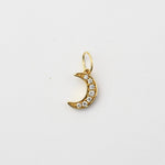 14K Gold Diamond Crescent Moon Charm – Tiny Celestial Charm - Sash Jewelry