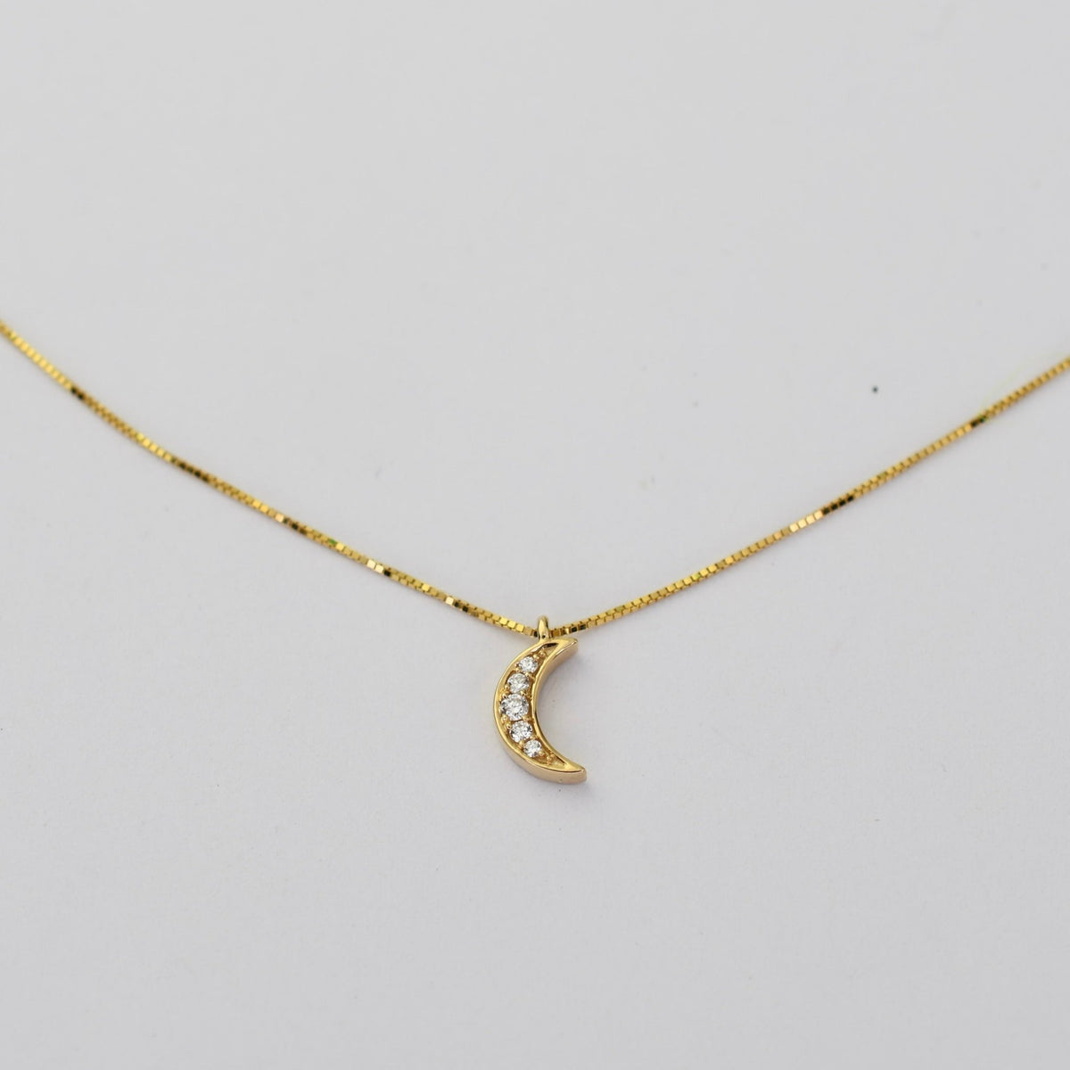14K Gold Diamond Crescent Moon Charm – Tiny Celestial Charm - Sash Jewelry