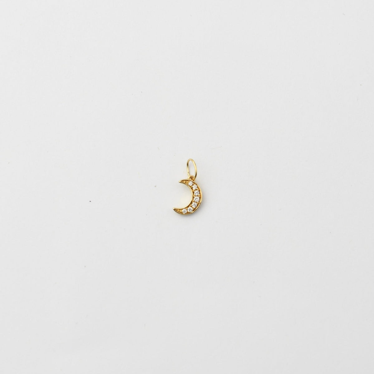 14K Gold Diamond Crescent Moon Charm – Tiny Celestial Charm - Sash Jewelry