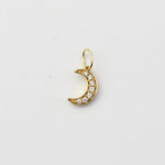 14K Gold Diamond Crescent Moon Charm – Tiny Celestial Charm - Sash Jewelry