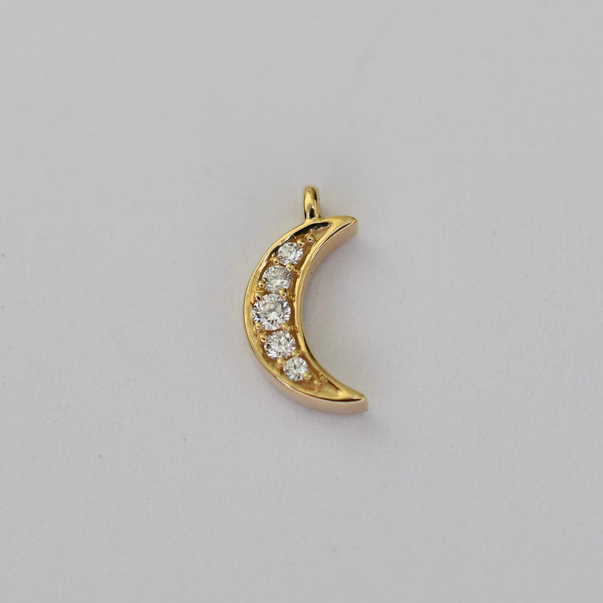 14K Gold Diamond Crescent Moon Charm – Tiny Celestial Charm - Sash Jewelry