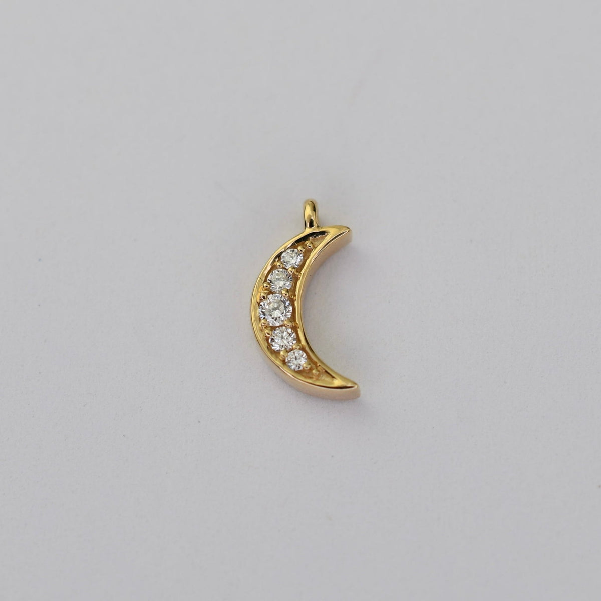 14K Gold Diamond Crescent Moon Charm – Tiny Celestial Charm - Sash Jewelry
