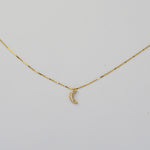 14K Gold Diamond Crescent Moon Charm – Tiny Celestial Charm - Sash Jewelry