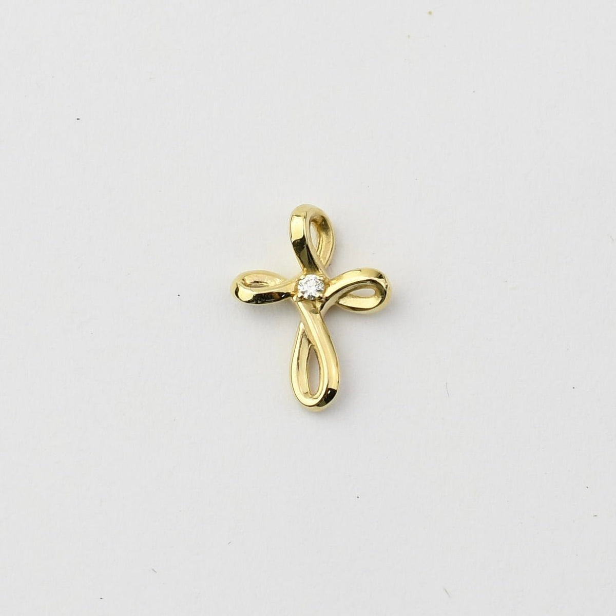 14K Gold Diamond Cross Charm | Solid Gold Cross Pendant - Sash Jewelry