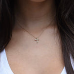 14K Gold Diamond Cross Charm | Solid Gold Cross Pendant - Sash Jewelry
