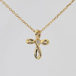 14K Gold Diamond Cross Charm | Solid Gold Cross Pendant - Sash Jewelry