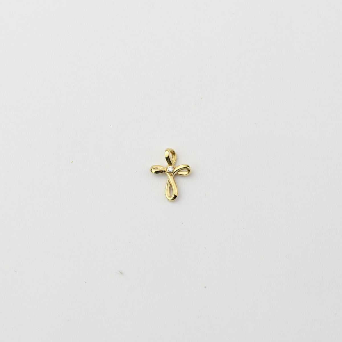 14K Gold Diamond Cross Charm | Solid Gold Cross Pendant - Sash Jewelry