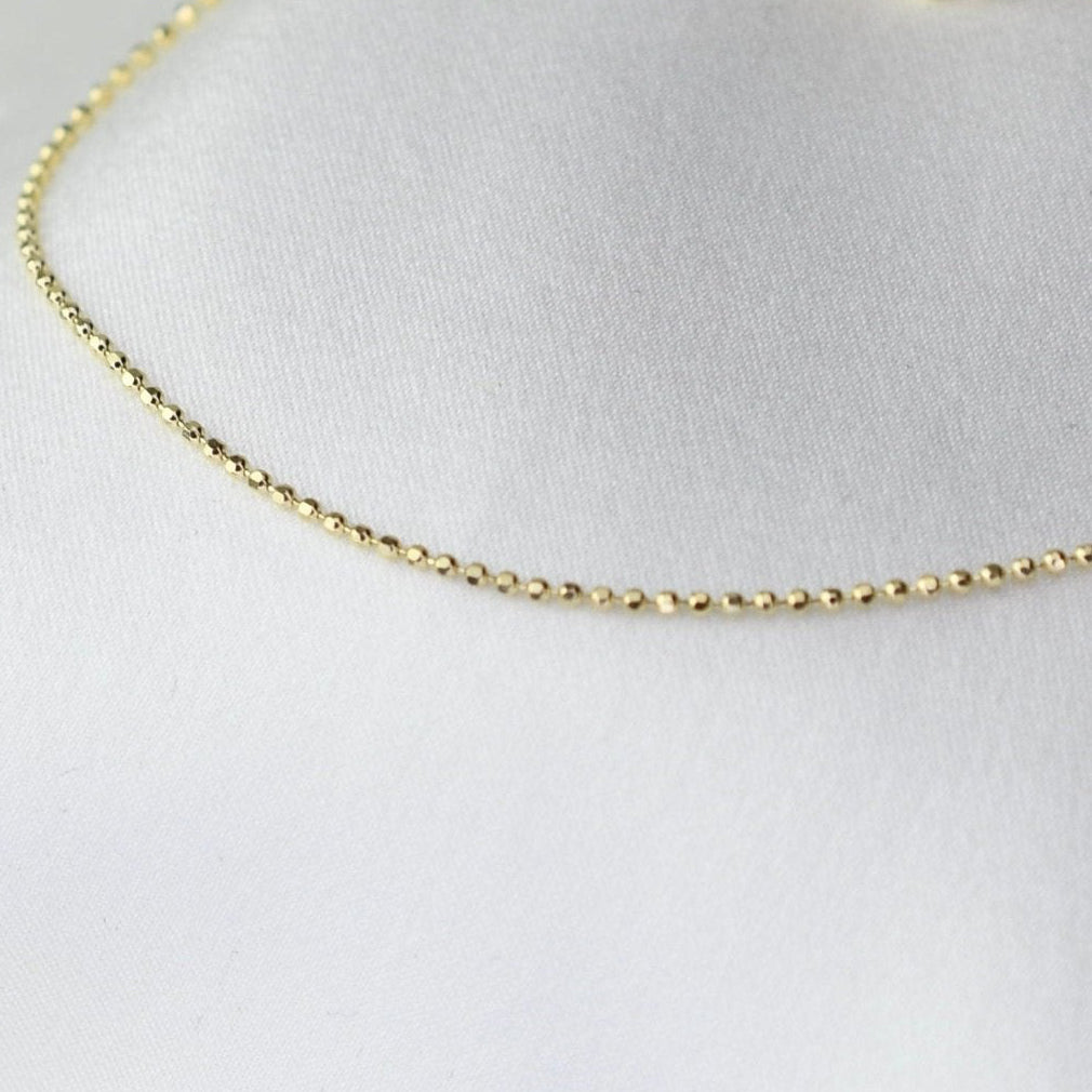 14K Gold Diamond Cut Bead Chain Bracelet - 1.1mm Bead Chain Bracelet - Sash Jewelry