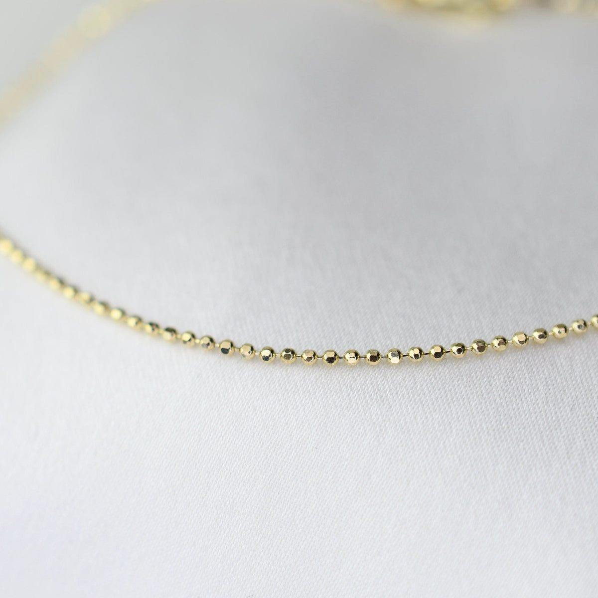14K Gold Diamond Cut Bead Chain Bracelet - 1.1mm Bead Chain Bracelet - Sash Jewelry