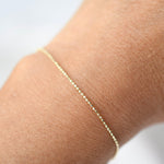14K Gold Diamond Cut Bead Chain Bracelet - 1.1mm Bead Chain Bracelet - Sash Jewelry