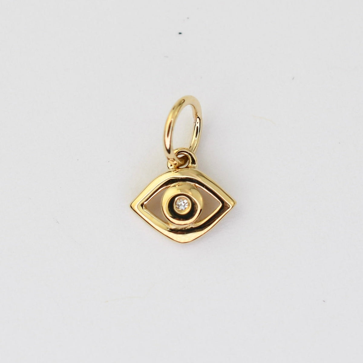 14K Gold Diamond Evil Eye Charm – Solid Gold Protective Charm - Sash Jewelry