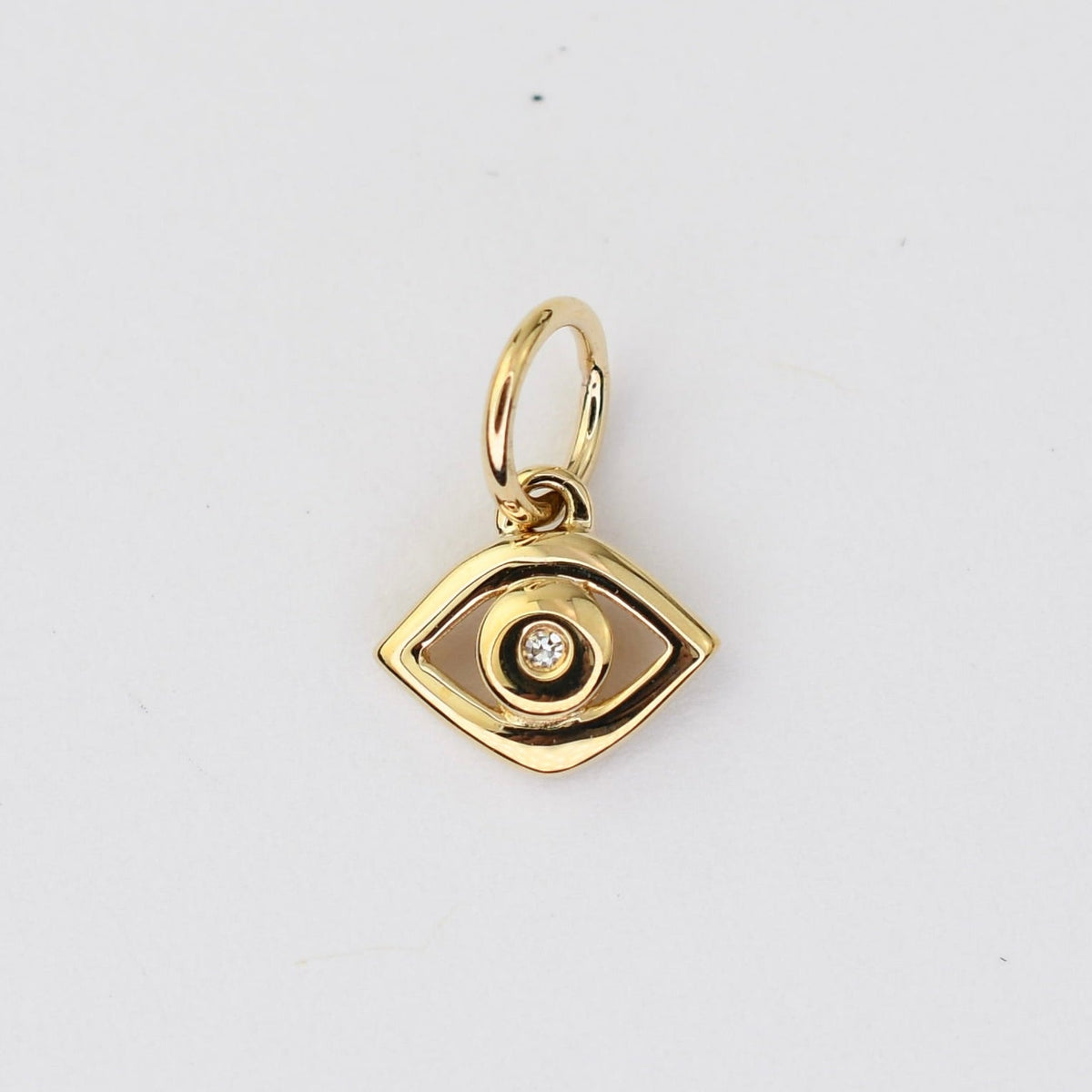 14K Gold Diamond Evil Eye Charm – Solid Gold Protective Charm - Sash Jewelry
