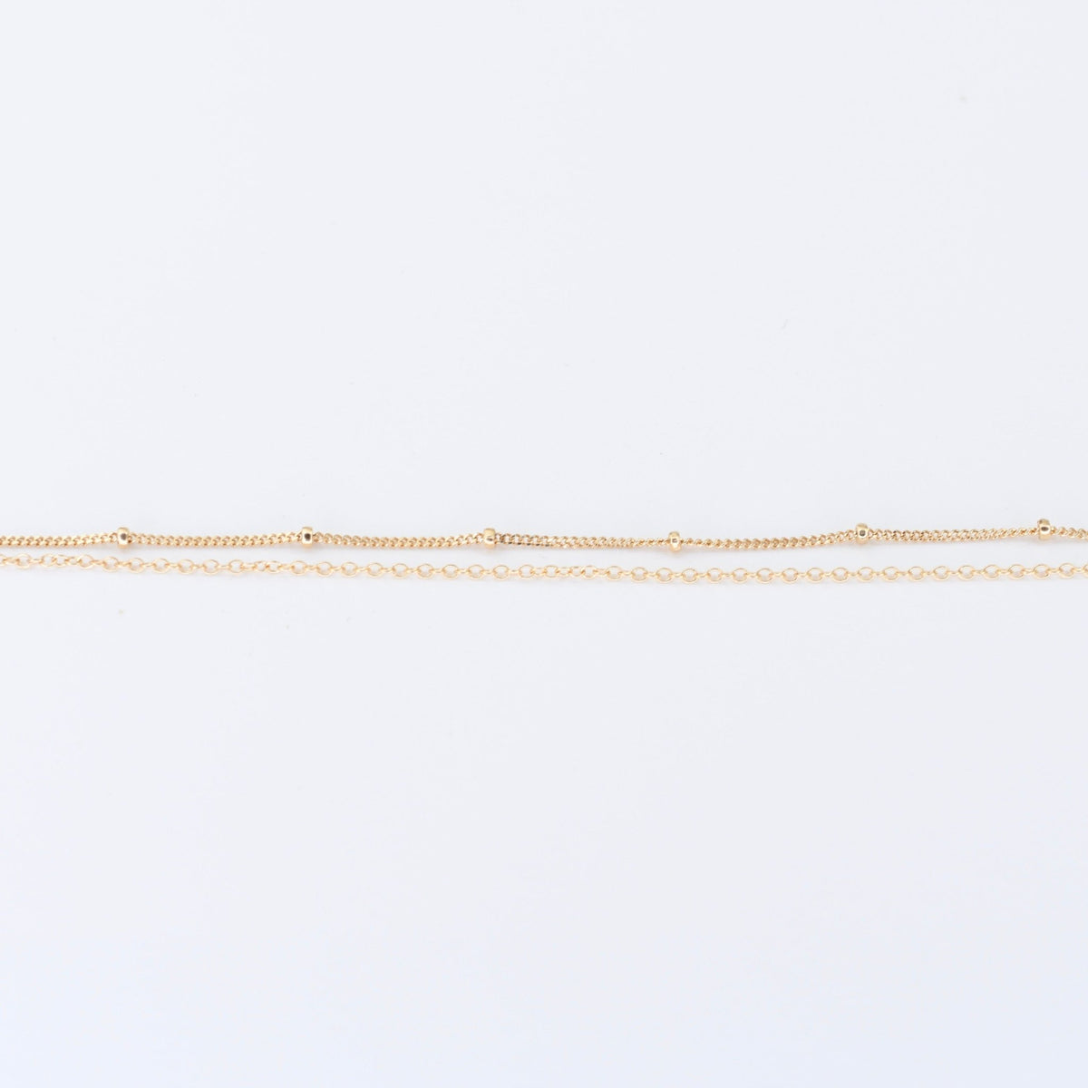 14K Gold Double Chain Bracelet – Cable & Satellite Chain - Sash Jewelry
