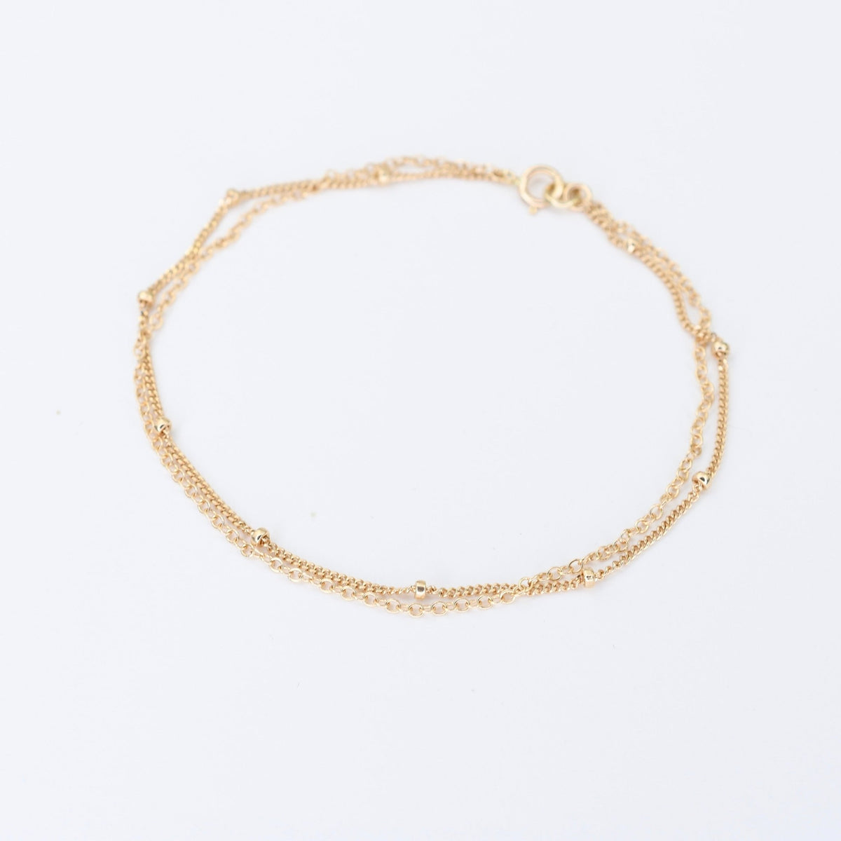 14K Gold Double Chain Bracelet – Cable & Satellite Chain - Sash Jewelry