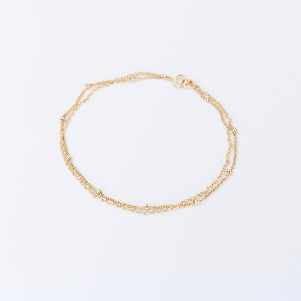 14K Gold Double Chain Bracelet – Cable & Satellite Chain - Sash Jewelry