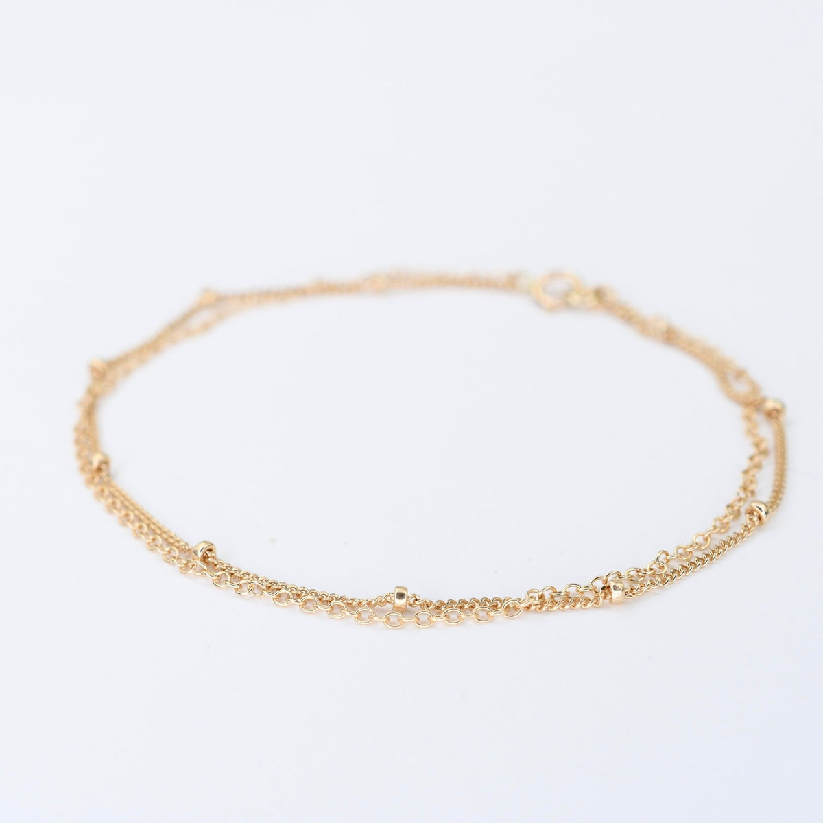 14K Gold Double Chain Bracelet – Cable & Satellite Chain - Sash Jewelry