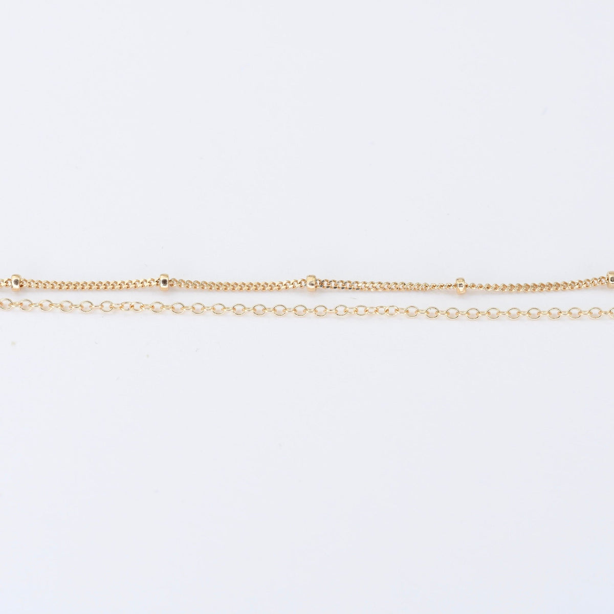 14K Gold Double Chain Bracelet – Cable & Satellite Chain - Sash Jewelry