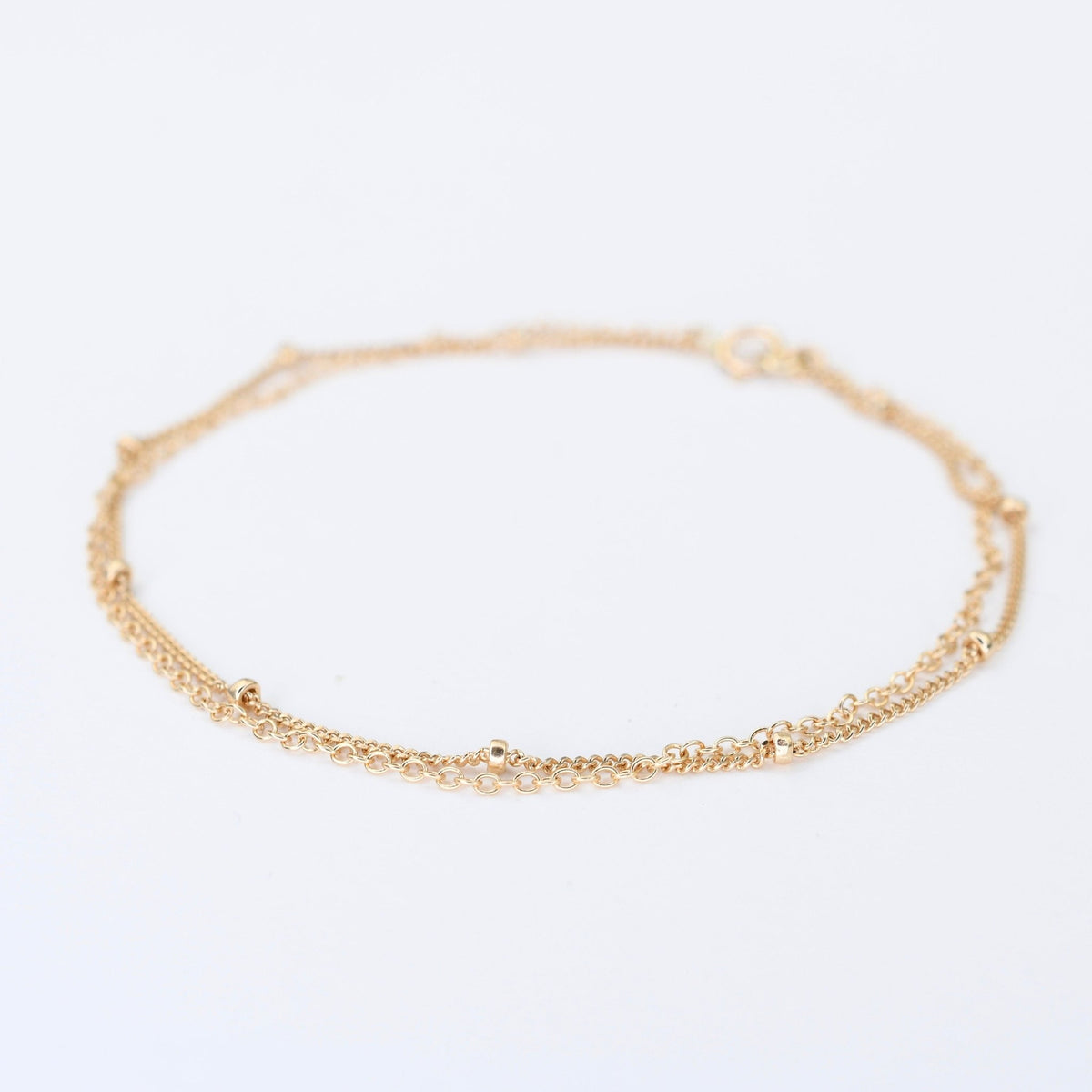 14K Gold Double Chain Bracelet – Cable & Satellite Chain - Sash Jewelry