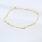 14K Gold Double Chain Diamond Bracelet – Dainty Solid Gold Bracelet - Sash Jewelry